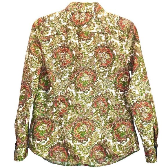 Talbots Tailored Jacobean Floral Paisley Top in Gold/Green/Orange Women’s 6P - Picture 8 of 12